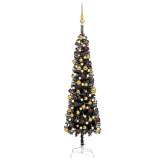 Umelý vianočný stromček štíhly LED BAUBLES Black 150 cm