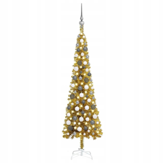 Umelý vianočný stromček štíhly viedol zlato Baubles 120 cm
