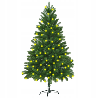 Umelý vianočný stromček s LED žiarovkami, 180 cm zelená
