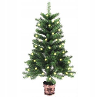 Umelý vianočný stromček s LED žiarovkami, 65 cm zelená