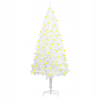 Umelý vianočný stromček s LED žiarovkami, biely, 120 cm