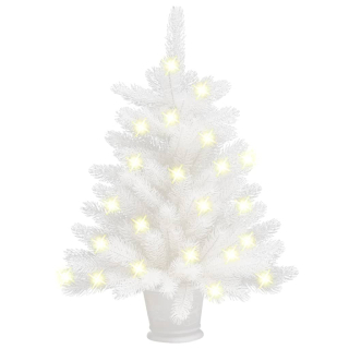 Umelý vianočný stromček s LED žiarovkami, biely, 65 cm