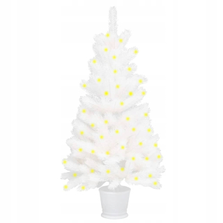 UMELÝ VIANOČNÝ STROMČEK S LED LAMPY, BIELY, 90CM