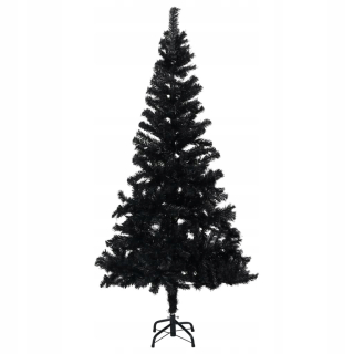 Umelý vianočný stromček s stojanom, čierny, 150 cm, PVC