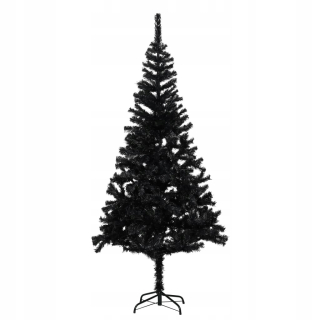 Umelý vianočný stromček s stojanom, čierny, 180 cm PVC