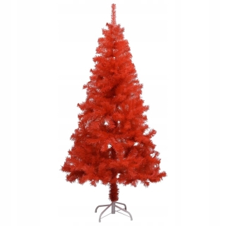 Umelý vianočný stromček s stojanom, červená, 150 cm PVC