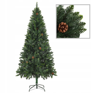 Umelý vianočný stromček s kužeľmi zelený 180 cm