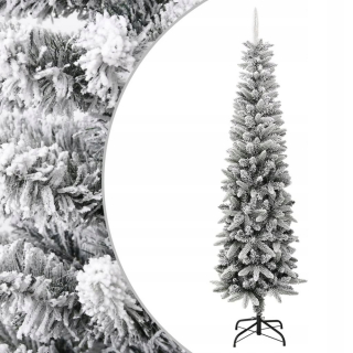 Umelý, štíhly vianočný stromček pokrytý snehom, 240 cm p