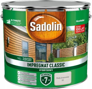 Laky, farby na záhradný nábytok - Sadolin Classic Impregnation White Cream Matte 9L