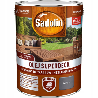Laky, farby na záhradný nábytok - Sadolin Superdeck Wood Oil Anthracite 5L