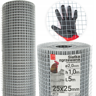 Pletivo, sieť - Chovná mriežka 25x25x2 mm Zváraná galvanizovaná 1x5m