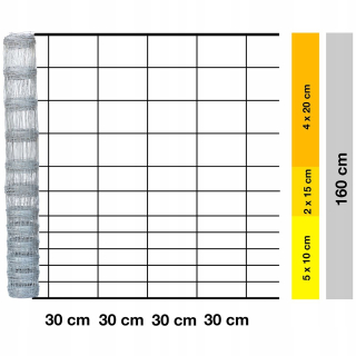 Pletivo, sieť - Galvanizovaný lesný plot mriežku 160/12/30 valček 50 MB High 160 cm