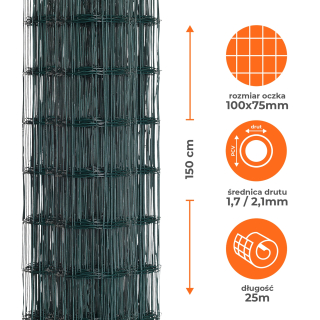 Pletivo, sieť - Plotové pletivo PVC zvárané 1,5/25 m, zelené