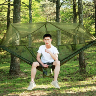 Záhradná hojdacia sieť hamak - Single padák kempingová sieť a strom