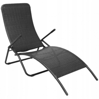 Záhradné lehátko - Skladacie záhrady Deckchair vyrobené z polície, čierna
