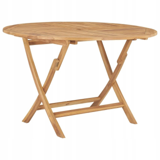 Záhradný stôl, stolík - Skladací záhradný stôl, Ø 120 cm, masívne drevo teko
