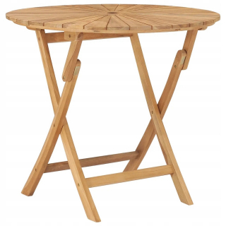 Záhradný stôl, stolík - Skladací záhradný stôl, Ø 85 cm, masívne drevo