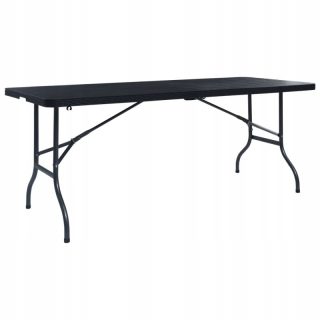 Záhradný stôl, stolík - Skladací stôl, čierna 180x75x72 cm, HDPE,