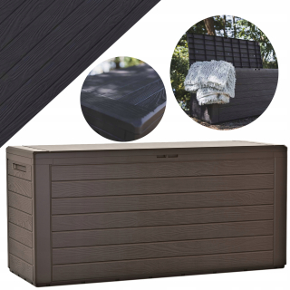 Záhradný úložný box - Záhradná truhlica na ratanové vankúše, záhradné truhlice, 280L, HNEDÁ