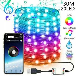 Svetelný stĺp do záhrady - SMART LED reťazec svetlá USB Tanec s hudbou synchronizátorom rozprávkových lampy