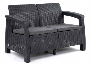 Záhradná lavica, lavička - Korfu 2 -osobná záhradná pohovka Love sedadlá Rattan