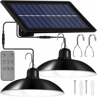Uličná lampa - Slnečná lampa 2x Luster visiaci LED pilotná súprava