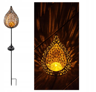 Solárna zapichovacia záhradná lampa - Solárna LED žiarovka Navaris - kód - kvapka kvapky