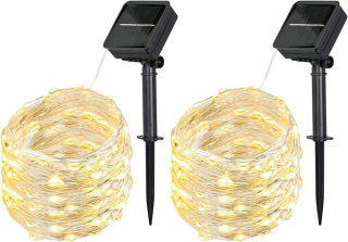 Záhradné girlandy - Slnečný ľahký reťazec vonku, 10 m LED 2X