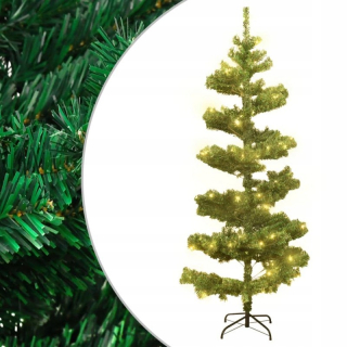 Špirálový vianočný stromček s stojanom a LED, zelený, 180