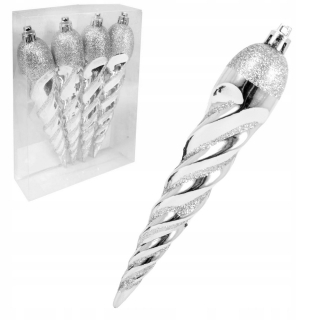 Silver Icer 15 cm dekorácie na vianočný stromček Reed