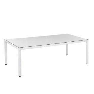 Záhradný stôl, stolík - Záhradný stôl vyrobený z technorattanu 220 x 100 cm biely a