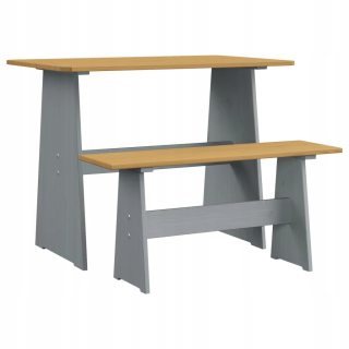 Záhradný stôl, stolík - Jedálenský stôl s lavicou, medovo šedá, pevná borovica