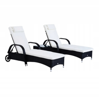 Záhradné lehátko - Stolová plošina Deckchair Garden Set Rattan