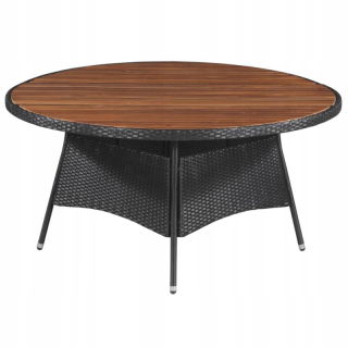 Záhradný stôl, stolík - Záhradný stôl, 150x74 cm, Rattan PE a masívne drevo