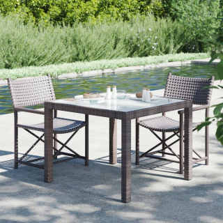 Záhradná tabuľka 90x90x75 cm skla a ratan pe bronz