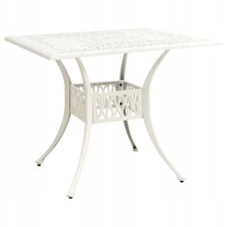 Záhradný stôl, stolík - Záhradný stôl, biely, 90x90x73 cm, obsadený hliník