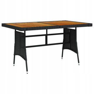 Záhradný stôl, stolík - Záhradný stôl, čierny, 130x70x72cm, Rattan PE a DR