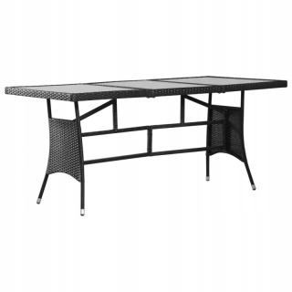 Záhradný stôl, stolík - Záhradný stôl, čierny, 170x80x74 cm, Polirattan