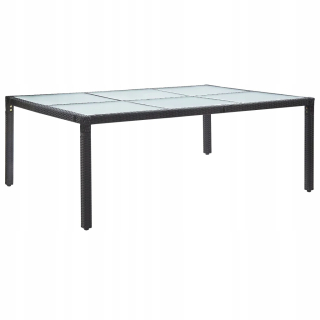 Záhradný stôl, stolík - Garden Table, Black, 200x150x74 cm, Polirattan