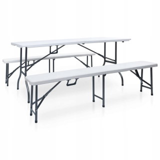 Záhradná lavica, lavička - Záhradný stôl s 2 lavicami 180 cm HDPE oceľ