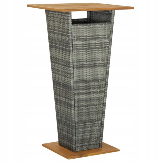 Záhradný stôl, stolík - Stĺpska tabuľka, šedá, 60x60x110 cm, Rattan PE a Li
