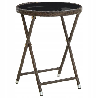 Záhradný stôl, stolík - Čajový stôl, hnedá, 60 cm, ratan PE a sklo