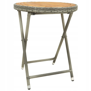 Záhradný stôl, stolík - Čajový stôl, šedá, 60 cm, ratan PE a drevo