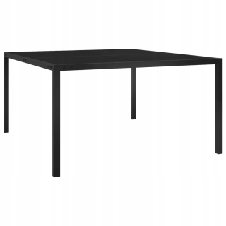 Záhradný stôl, stolík - Záhradný stôl, 130x130x72, čierna, oceľ a sklo