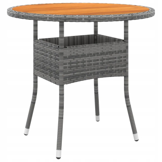 Záhradný stôl, stolík - Záhradný stôl, Ø80x75 cm, Acacia Wood a Ratt
