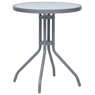 Záhradný stôl, stolík - Záhradný stôl, svetlo šedá, 60 cm, oceľ a sklo