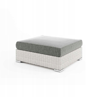 Záhradný stôl, stolík - Tabuľka / Pouf Milano (so skleneným a vankúšom) biela