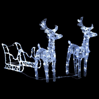Vianočné soby dekorácie s sánkami, 240 LED diód