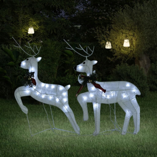 Vianočné soby 2 ks. Biela 40 LED