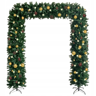 Vianočný luk s LED a Baubles, zelený, 240 cm